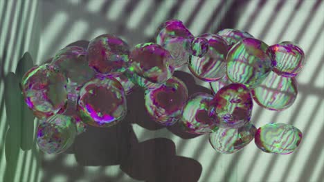 A-Shelf-Made-of-Wood-and-Stones-Transforms-Into-Rainbow-Bubbles-Shadow-on-the-Wall-Inflate-3D